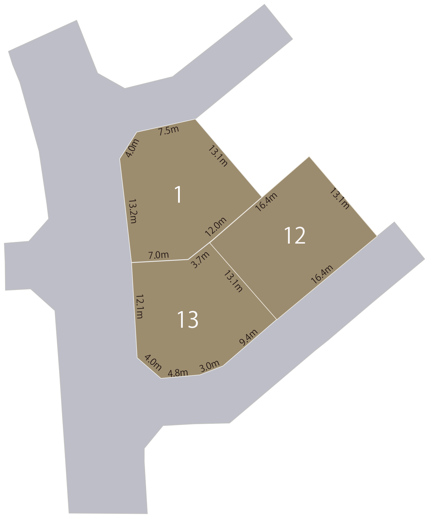 白山市北安田南部地区土地区画整理地内仮換地13街区